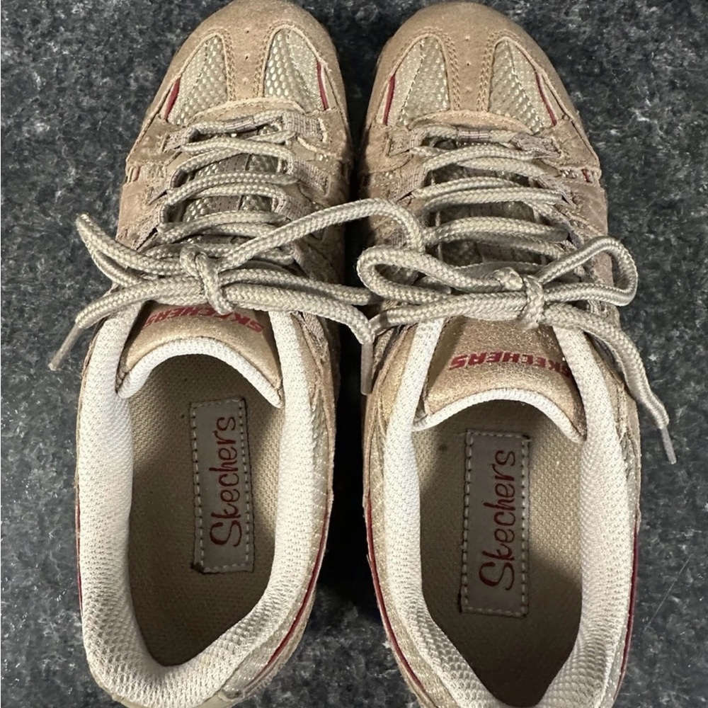 Skechers Lace Up Sneakers Women Size 7 Sand Color Style SN 46669
